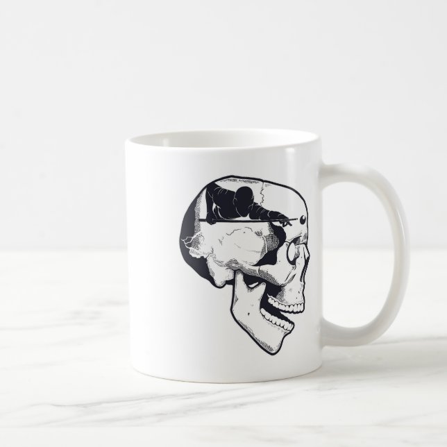 Billiard Player Brain Skull Billiards Table Rack C Coffee Mug (Right)