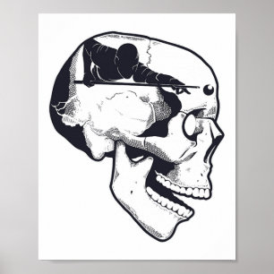 Billiard Player Brain Skull Billiards Table Rack C Poster