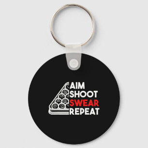 Billiard Pool Aim Shoot Swear Repeat  Key Ring