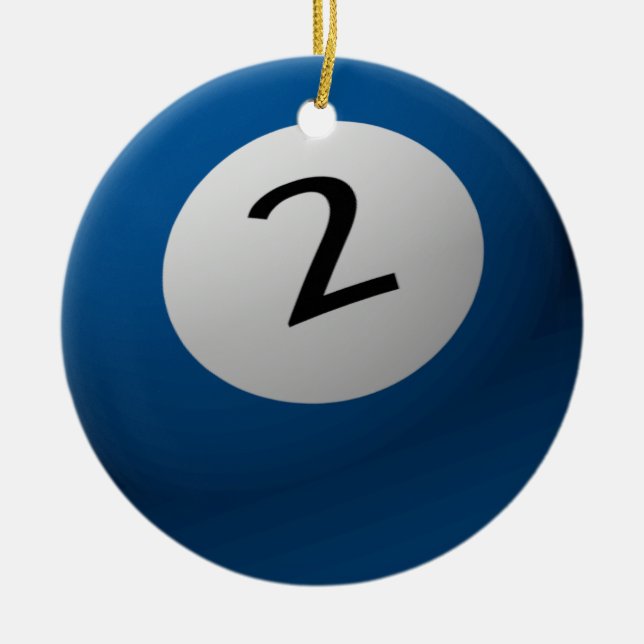 BILLIARD / POOL  BALL CHRISTMAS ORNAMENT 2 (TWO) (Front)