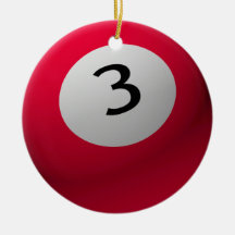 BILLIARD / POOL  BALL CHRISTMAS ORNAMENT 3 (THREE)