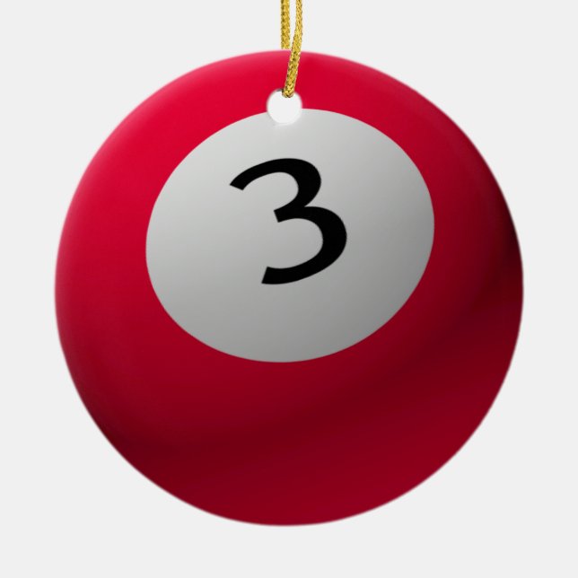 BILLIARD / POOL  BALL CHRISTMAS ORNAMENT 3 (THREE) (Front)