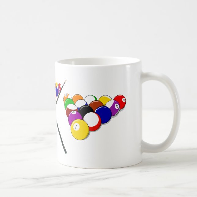 Billiard Pool Balls and Cues Coffee Mug (Right)