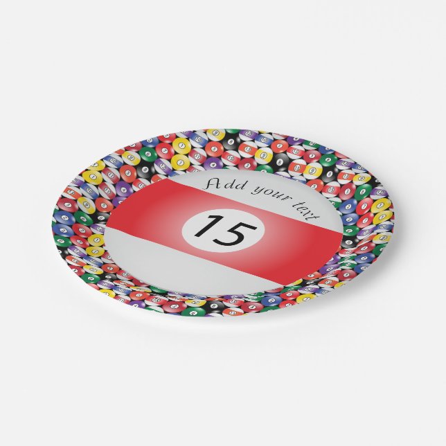 Billiard Pool Balls Stripe Number Fifteen Paper Plate (Angled)