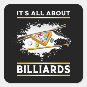Billiard Pool Billiards Snooker 8 Ball Funny Gift Square Sticker