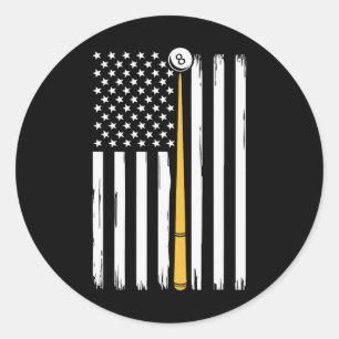 Billiard Pool Player Billiards Table Usa Us Americ Classic Round Sticker