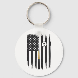 Billiard Pool Player Billiards Table Usa Us Americ Key Ring