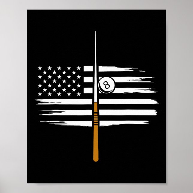 Billiard Pool Player Billiards Table Usa Us Americ Poster (Front)