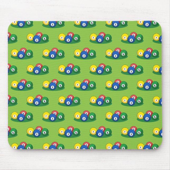 Billiard Pool Snooker Balls Pattern Mouse Mat (Front)