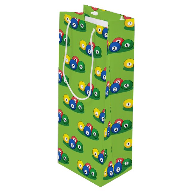 Billiard Pool Snooker Balls Pattern Wine Gift Bag (Front Angled)