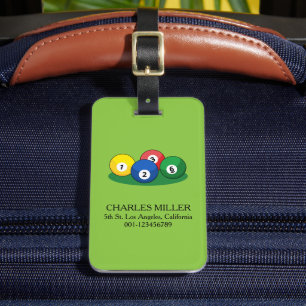 Billiard Pool Snooker Balls Personalise Luggage Tag