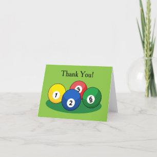 Billiard Pool Snooker Balls Personalise Thank You Card