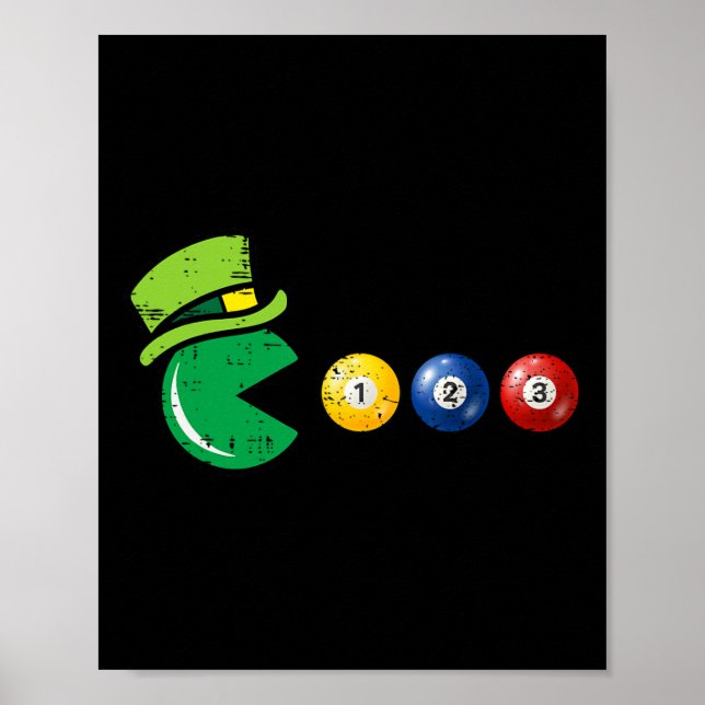 Billiard Pool St Patricks Day Retro Game  Poster (Front)