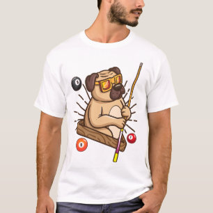 Billiard Pug Dog Hustler Pool Girls Snooker Gifts T-Shirt