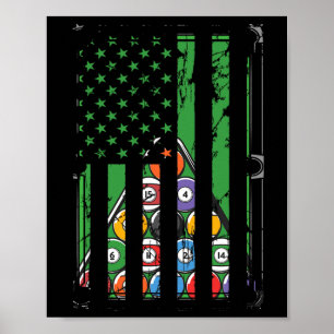 Billiard Rack Usa American Flag Billiards Player S Poster