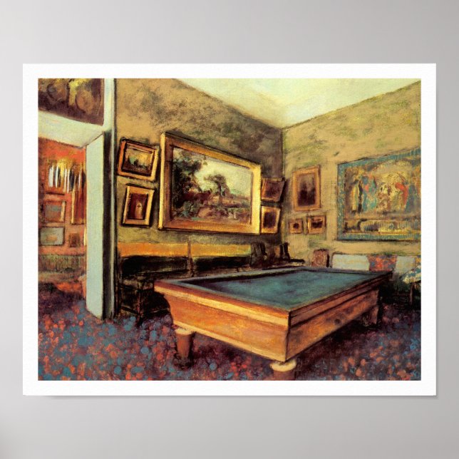 Billiard Room at Meni-Hubert by Degas Poster (Front)