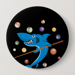Billiard Shark 8 Ball Player Pool Table Cue Stick 10 Cm Round Badge