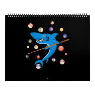 Billiard Shark 8 Ball Player Pool Table Cue Stick Calendar
