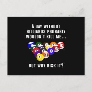 Billiard Snooker Pool Billiards 8 Ball Funny Gift Postcard