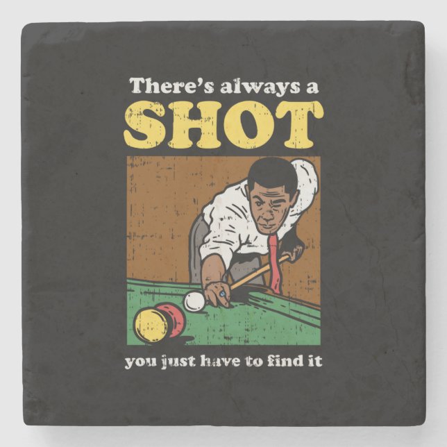 Billiard Snooker Retro Stone Coaster (Front)