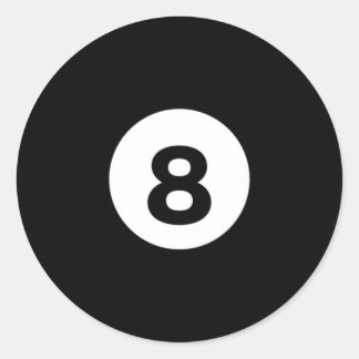 Billiard Solid Black Ball 8 Classic Round Sticker