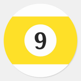 Billiard Stripes Yellow Ball 9 Classic Round Sticker