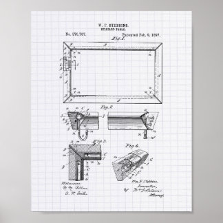Billiard Table 1897 Patent Art - Lined Peper Poster