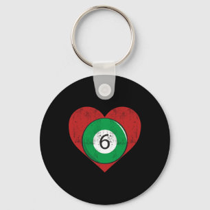 Billiards 6 Ball Heart Love For The Sport Billiard Key Ring