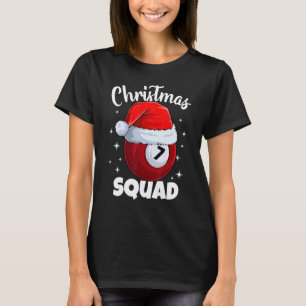 Billiards 7 Ball Christmas Squad Pool Balls Billia T-Shirt