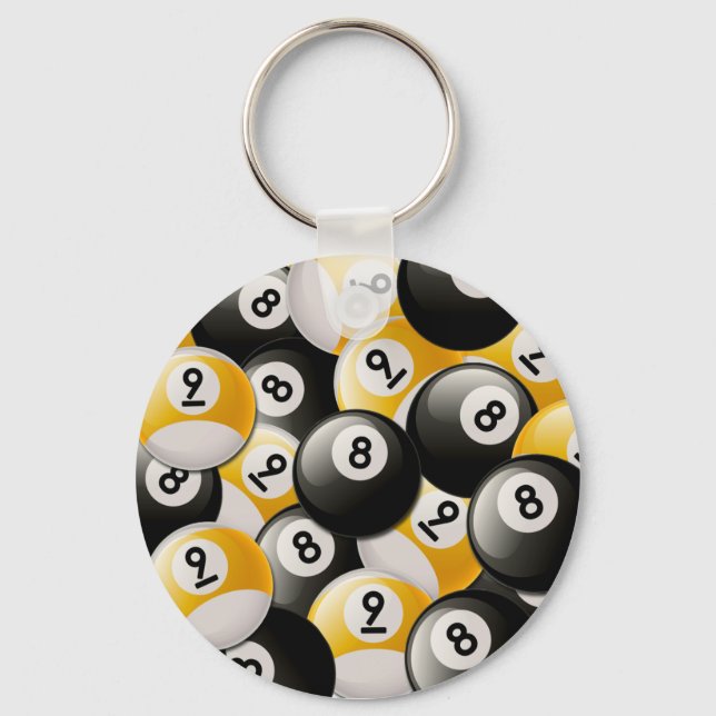 BILLIARDS 8 & 9 BALLS COLLAGE KEY RING (Front)