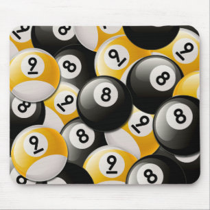 BILLIARDS 8 & 9 BALLS COLLAGE MOUSE MAT