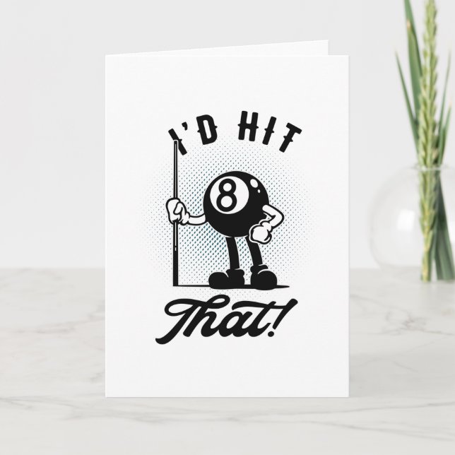 Billiards 8-ball Funny Cartoon Pool Snooker Card (Front)