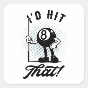 Billiards 8-ball Funny Cartoon Pool Snooker Square Sticker