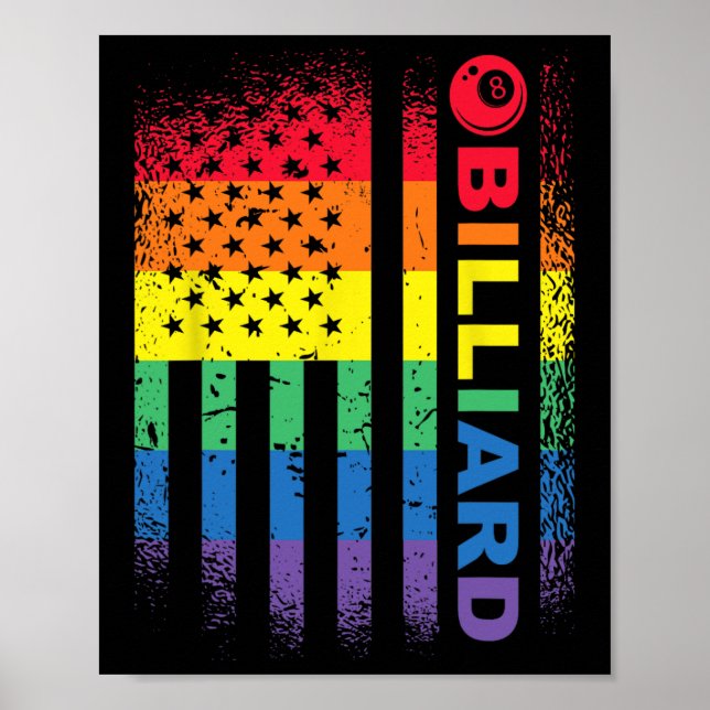 Billiards 8-ball Pool Billiard American Flag - Bil Poster (Front)