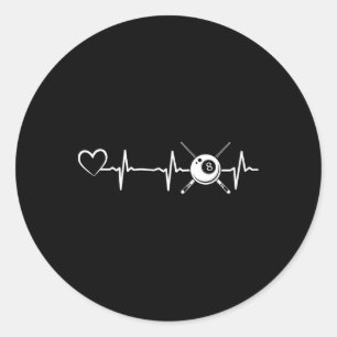Billiards 8-ball Pool Billiard Heartbeat Heart - B Classic Round Sticker