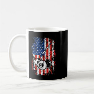 Billiards American Flag Cue Pool Balls Billiard Pl Coffee Mug