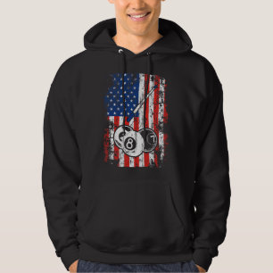 Billiards American Flag Cue Pool Balls Billiard Pl Hoodie