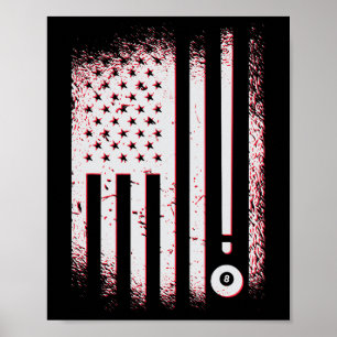 Billiards American Flag Usa Pool Players And Billa Poster