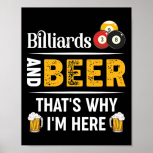 Billiards And Beer Thats Why Im Here Pool Player  Poster