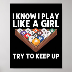 Billiards Art For Girls Women 8 Ball Pool Billiard Poster