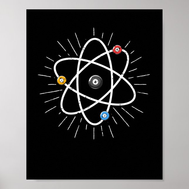 Billiards Atom Funny Science 8-Ball Pool Snooker Poster (Front)