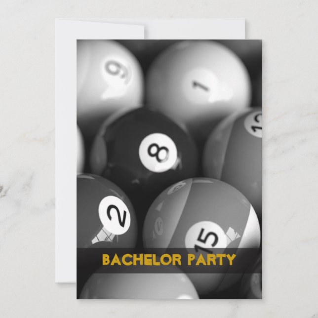 Billiards Bachelor Party Invitation Cards (Front)