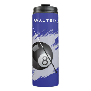 Billiards - Ball and Cue Stick - Personalize Thermal Tumbler
