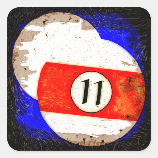BILLIARDS BALL NUMBER 11 SQUARE STICKER