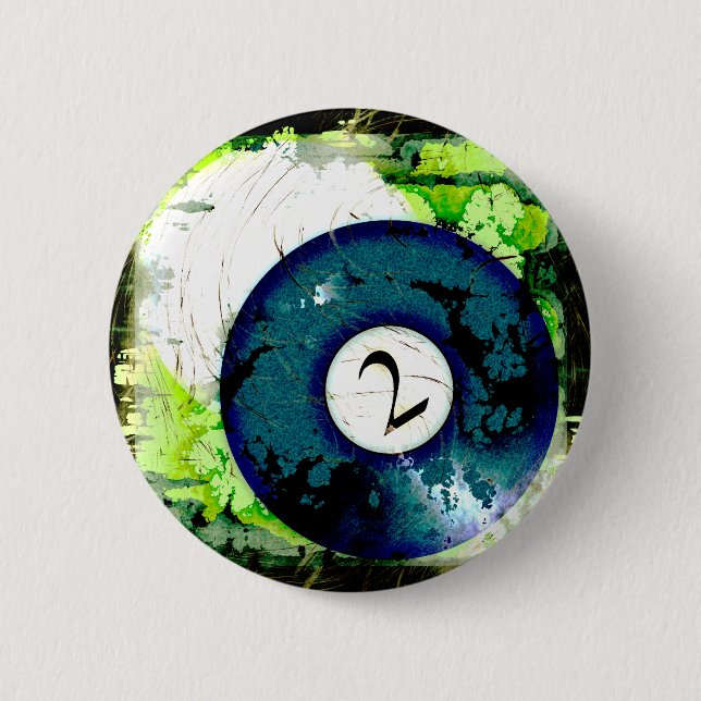 BILLIARDS BALL NUMBER 2 6 CM ROUND BADGE (Front)