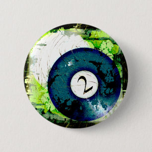 BILLIARDS BALL NUMBER 2 6 CM ROUND BADGE