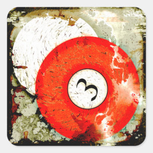 BILLIARDS BALL NUMBER 3 SQUARE STICKER