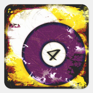 BILLIARDS BALL NUMBER 4 SQUARE STICKER