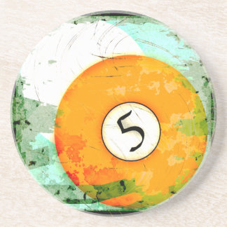 BILLIARDS BALL NUMBER 5 COASTER