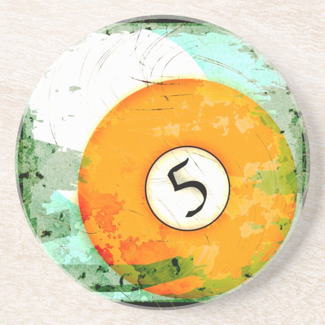 BILLIARDS BALL NUMBER 5 COASTER (Front)